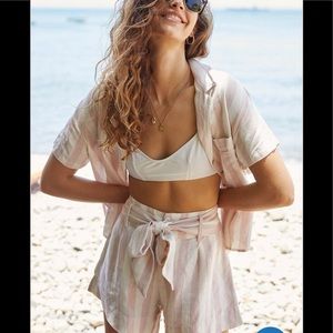 Rails linen petal stripe Katy belted shorts